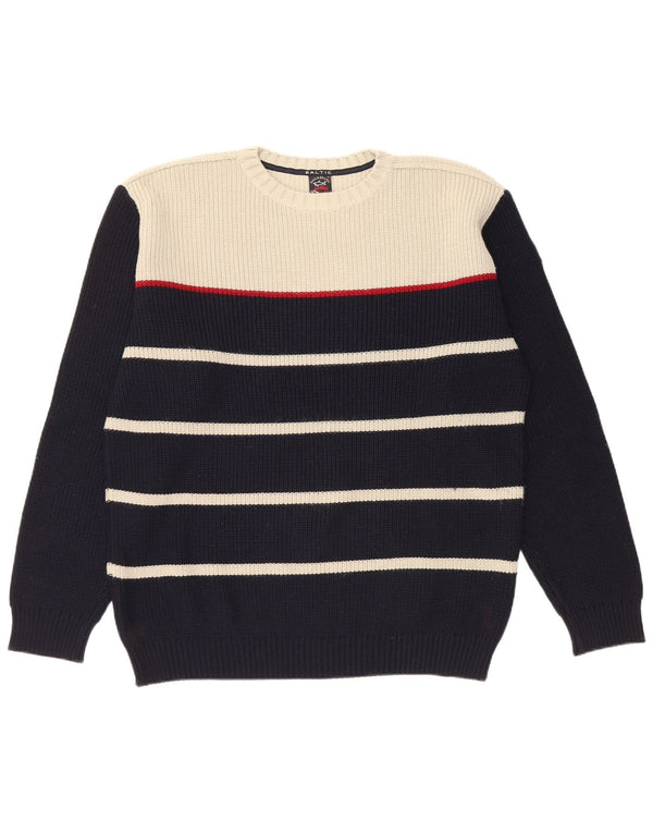 Pulover pentru bărbați Paul & Shark, cu gât crew, XL, lână merinos cu dungi bleumarin