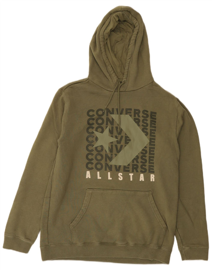 Pulover pentru bărbați Converse Graphic Hoodie Jumper mic Kaki Bumbac
