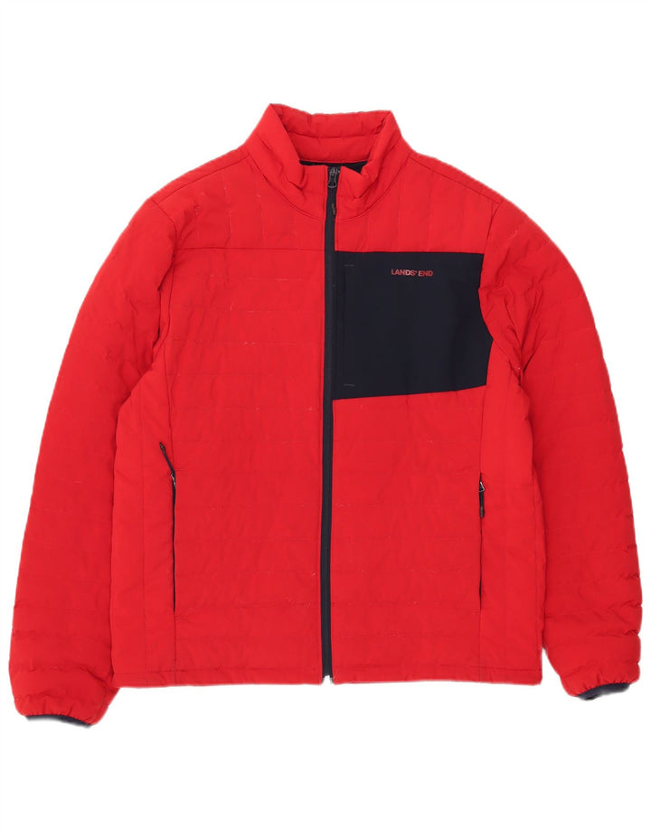 Jachetă căptușită pentru bărbați Lands End UK 38 Medium Red Colorblock Poliester