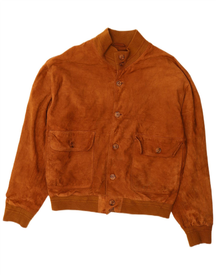 Bomber VINTAGE pentru bărbați din piele intoarsa IT 52 XL din piele maro