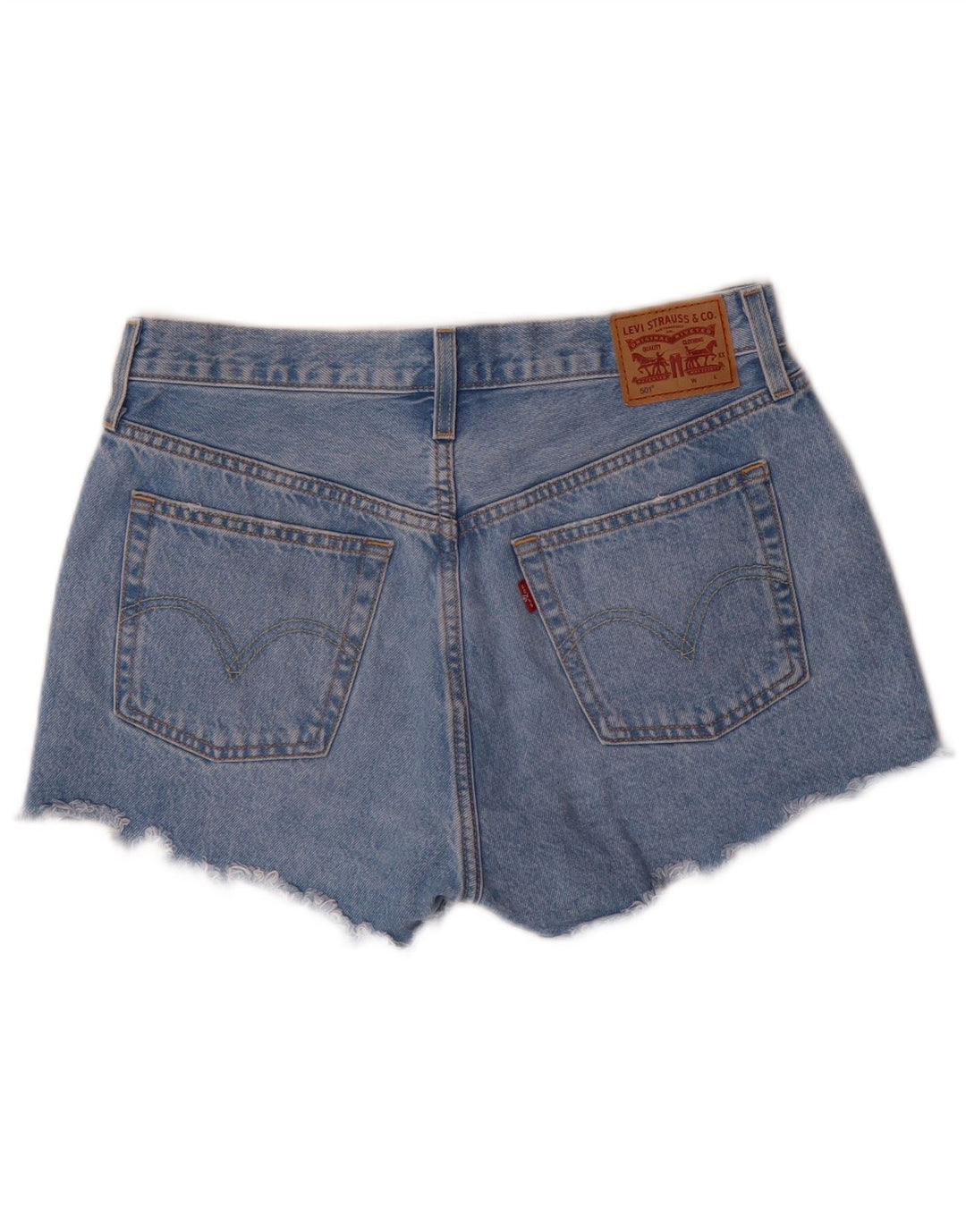 Pantaloni fierbinți Levi's 501 Denim pentru femei W29, bumbac albastru mediu
