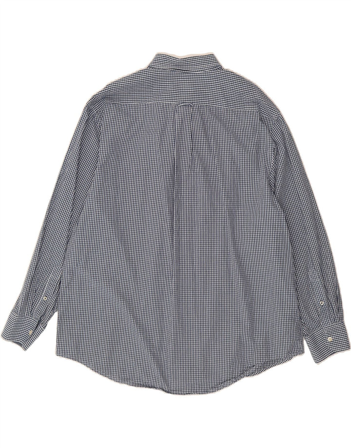 IZOD Mens Shirt 2XL Navy Blue Gingham Cotton Vintage Izod and Second-Hand Izod from Messina Hembry 