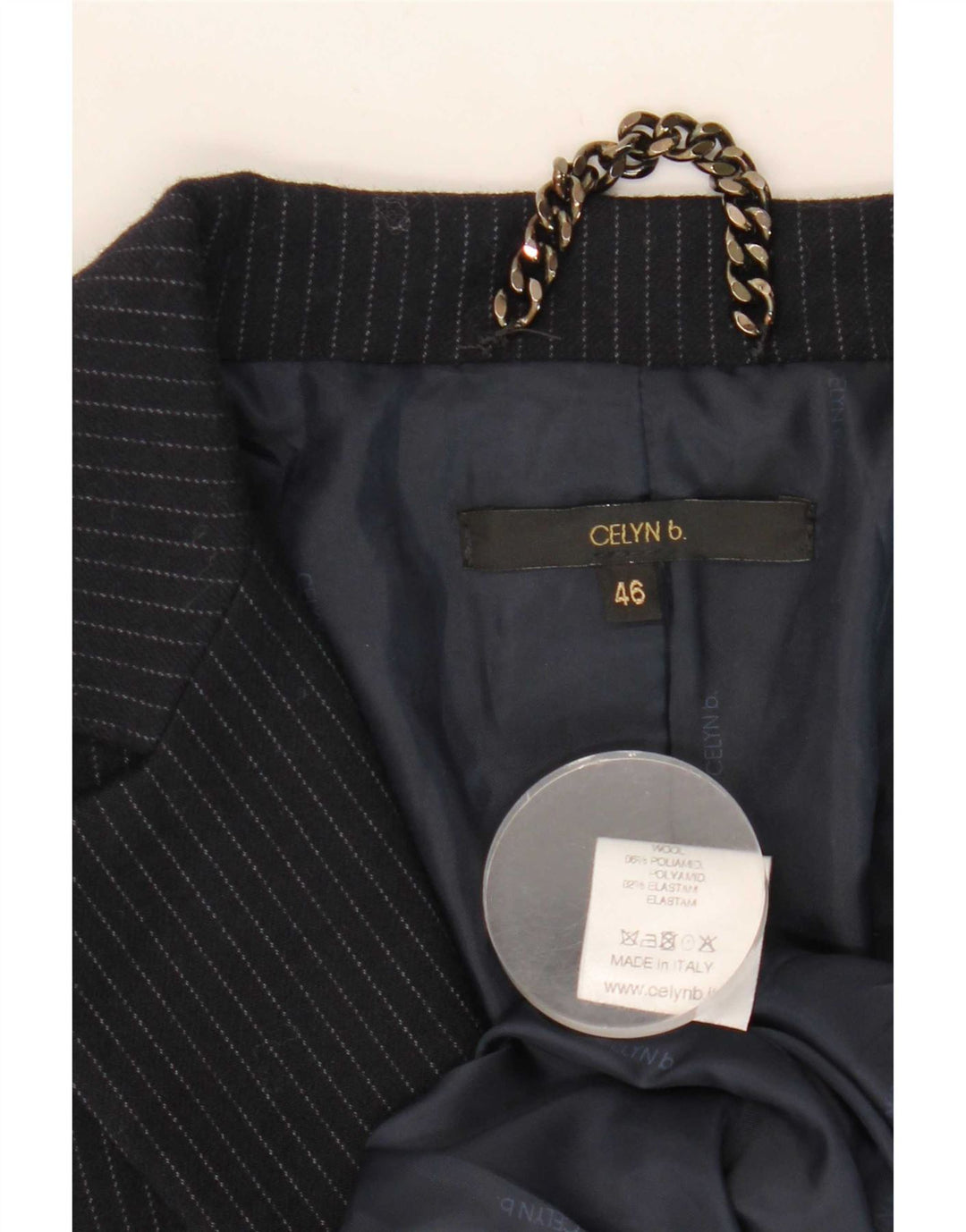 Celyn B Jachetă Blazer pentru femei Crop Open IT 46 Lână mare, albastru, cu dungi