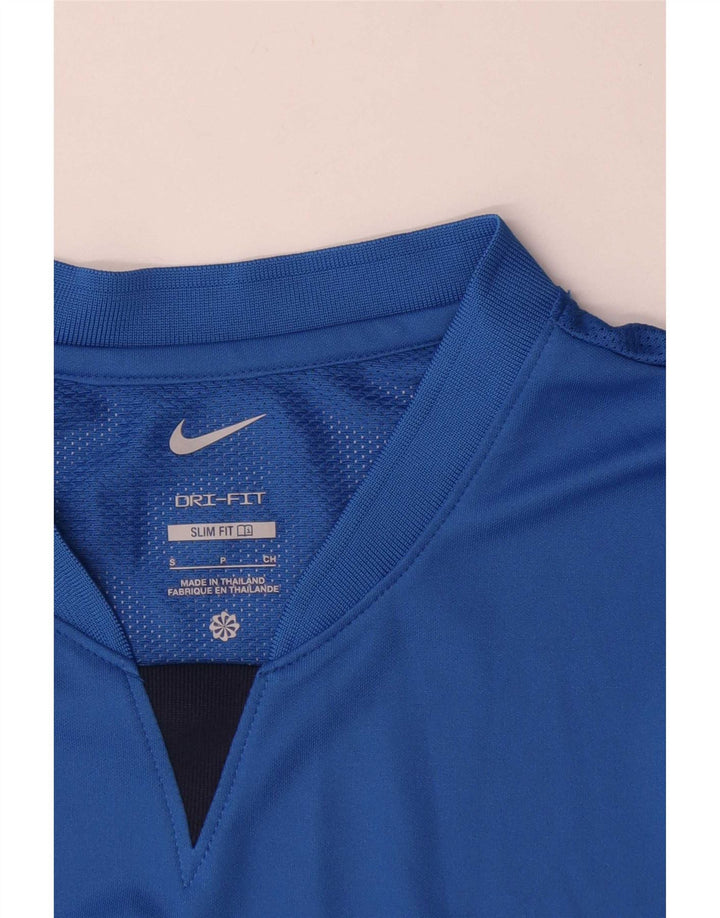 Tricou pentru bărbați Nike Dri Fit Slim Fit Top mic, albastru, poliester color bloc