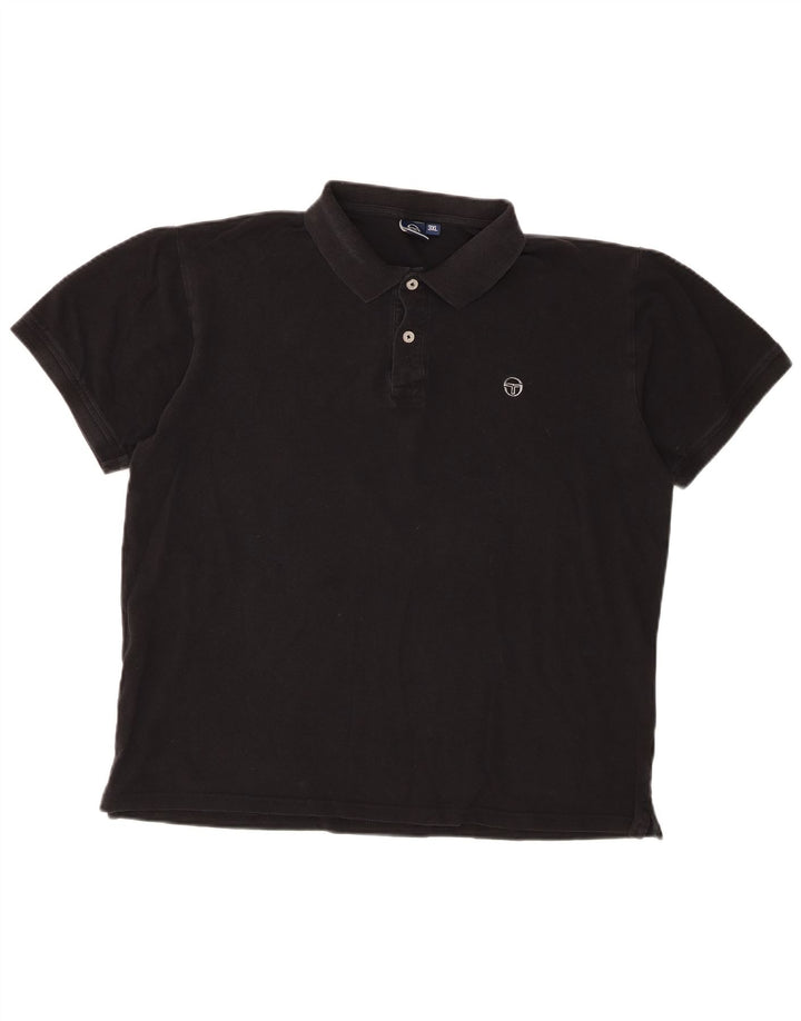 Tricou polo Sergio Tacchini pentru bărbați, bumbac negru 3XL