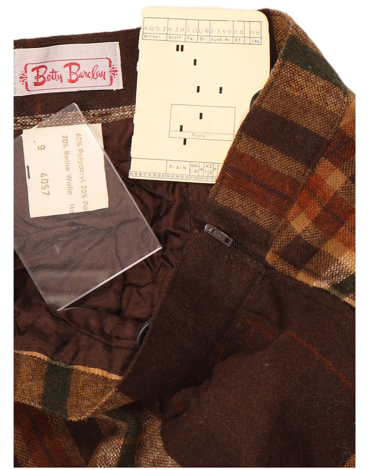 BETTY BARCLAY Fustă în formă de A pentru femei cu talie înaltă W26 în carouri maro mici