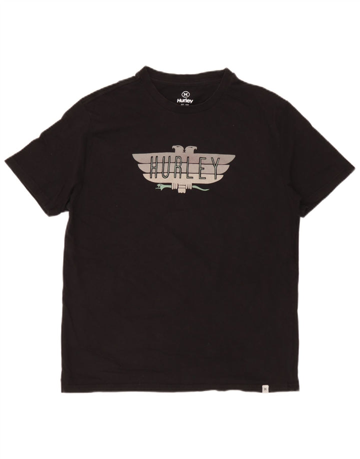 Tricou grafic pentru bărbați Hurley Top mediu din bumbac negru