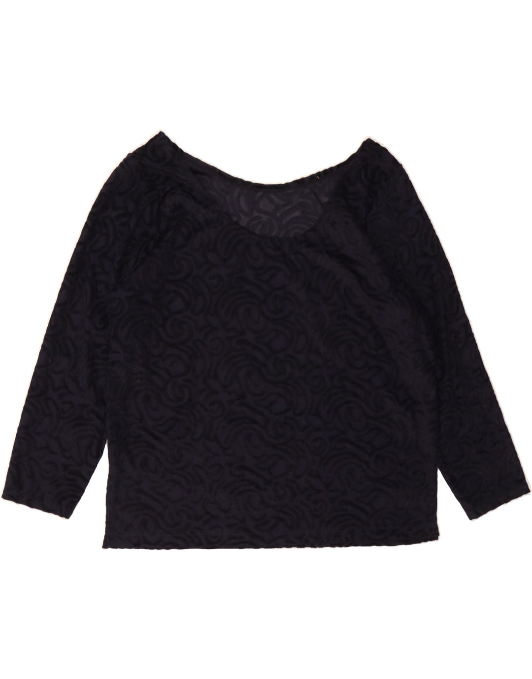 VINTAGE Womens See Through Top Long Sleeve UK 14 Medium Navy Blue Vintage Vintage and Second-Hand Vintage from Messina Hembry 
