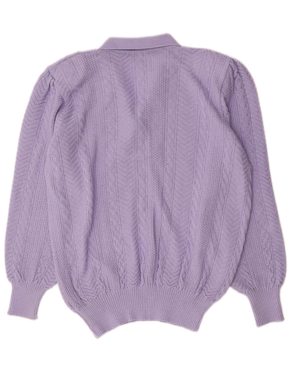 Pulover pentru damă Christian Dior cu gât șal, bumbac violet UK 18 XL