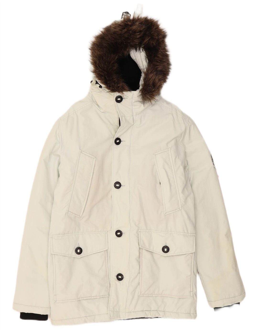 Jachetă parka cu glugă Superdry pentru bărbați UK 36 Poliester alb mic