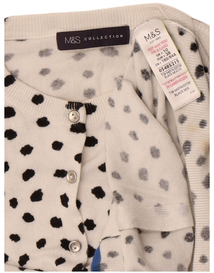 Pulover cardigan pentru femei Marks & Spencer UK 10 Small White Spotted Viscose