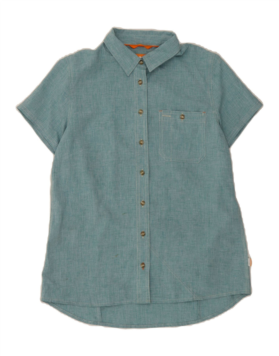 ORVIS Womens Short Sleeve Shirt UK 10 Small Green Polyester Vintage Orvis and Second-Hand Orvis from Messina Hembry 
