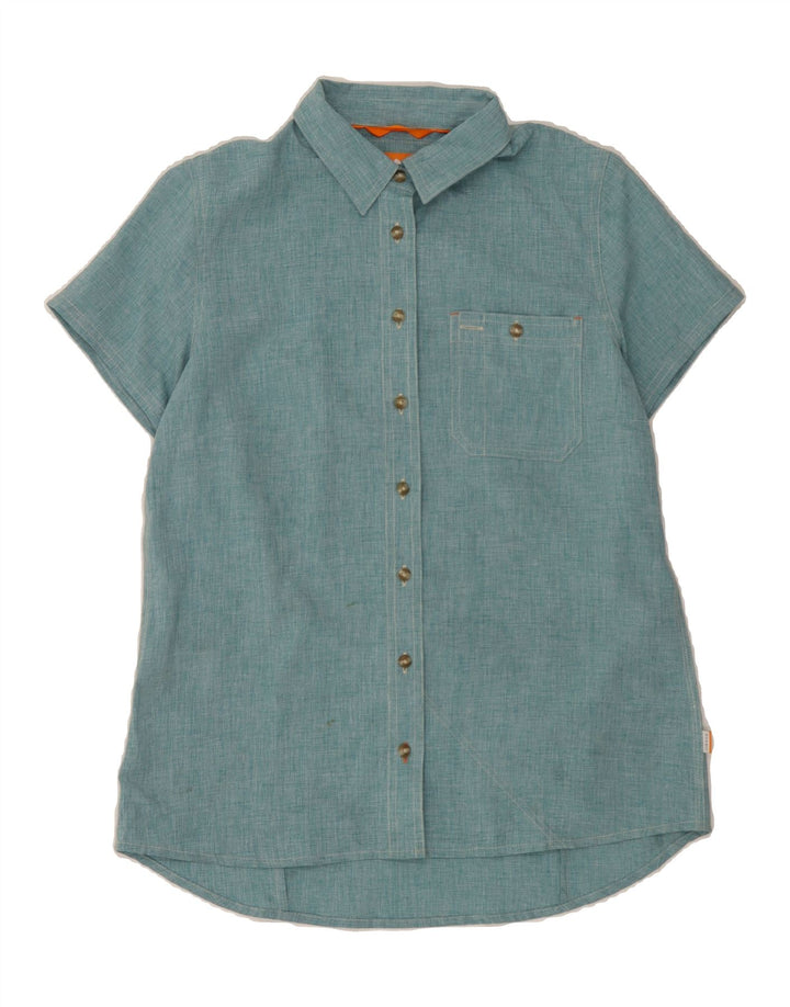ORVIS Womens Short Sleeve Shirt UK 10 Small Green Polyester Vintage Orvis and Second-Hand Orvis from Messina Hembry 