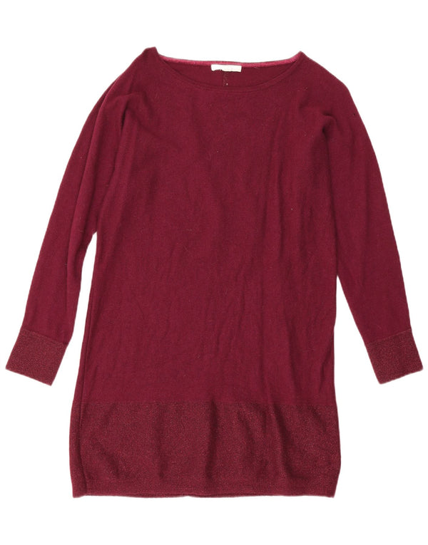 White Stuff Pulover pentru femei cu paragate cu gât de barcă UK 12 Burgundy mediu
