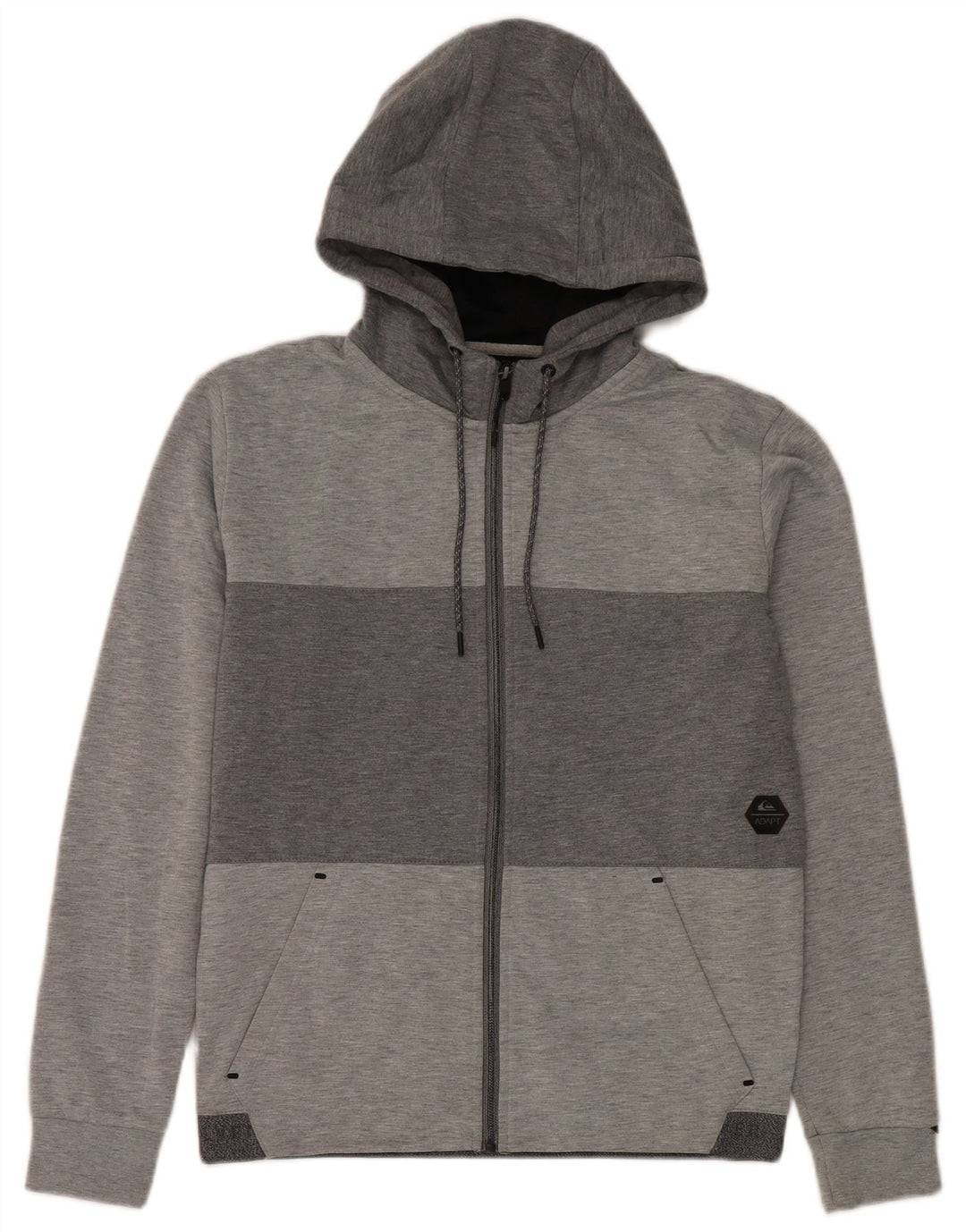 Pulover Quiksilver pentru bărbați, cu fermoar, poliester color bloc, gri mic