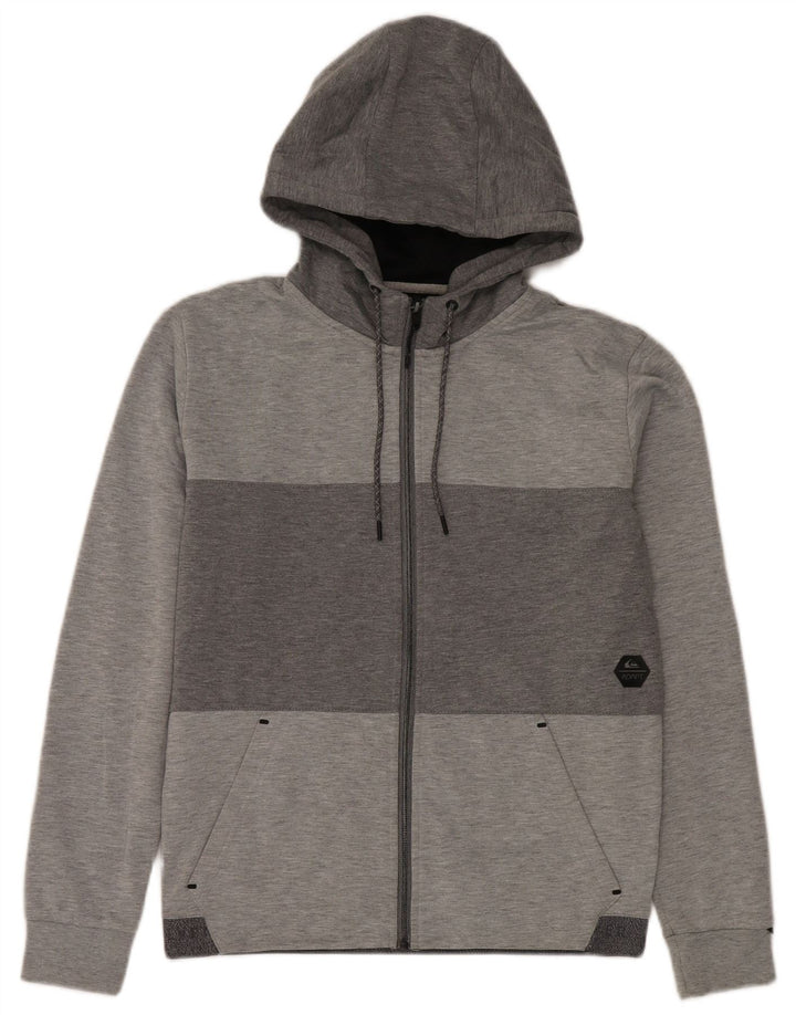 Pulover Quiksilver pentru bărbați, cu fermoar, poliester color bloc, gri mic