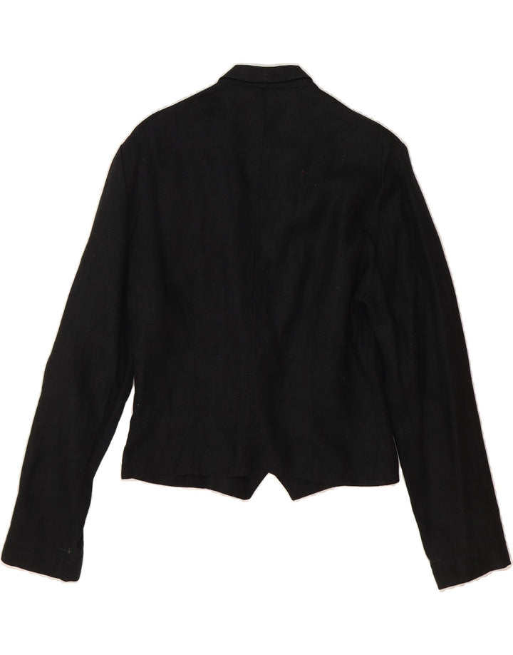 ROMAN'S Womens Crop 3 Button Blazer Jacket IT 42 Medium Black Cotton Vintage Roman's and Second-Hand Roman's from Messina Hembry 