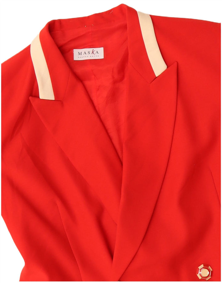 Palton dublu pentru femei Maska UK 14, roșu mediu, lână virgină color block