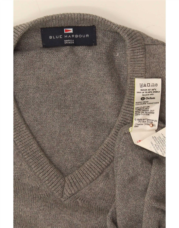 Pulover Marks & Spencer pentru bărbați, Blue Harbour, cu decolteu în V, bumbac, gri mediu
