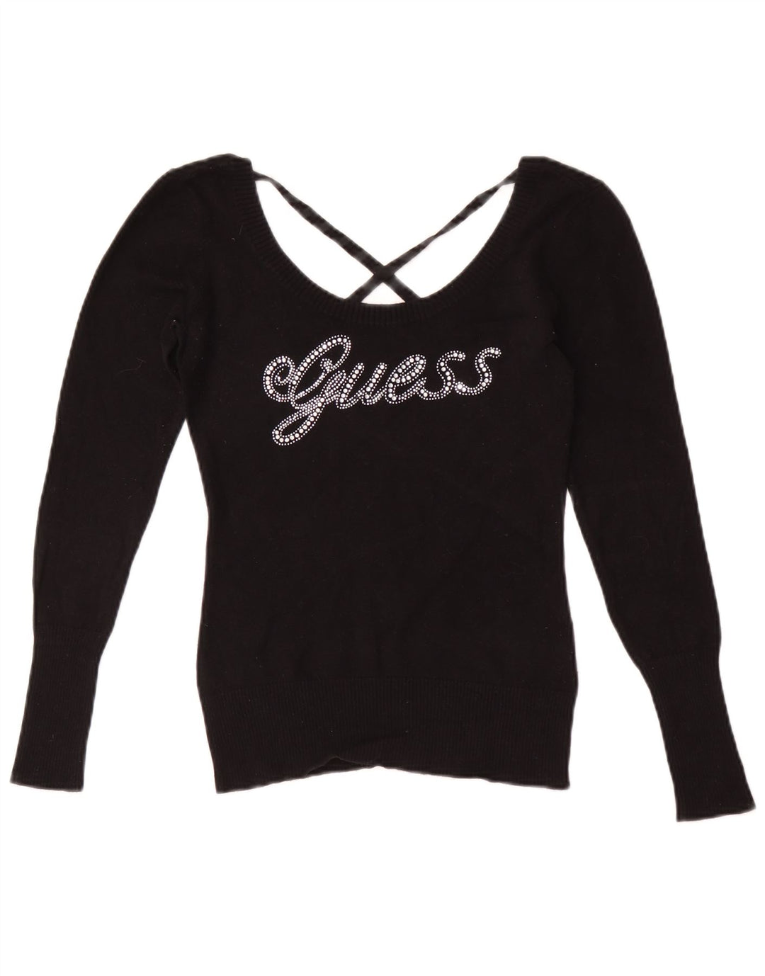 Bluză cu mânecă lungă grafică Guess pentru femei UK 8 Small Black