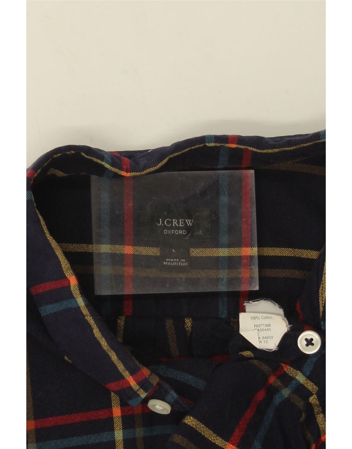 Cămașă de flanel pentru bărbați J. Crew, din bumbac cu carouri, albastru bleumarin