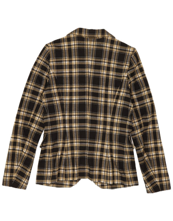 Jachetă pentru femei Benetton cu 1 nasture, UK 10, poliester cu carouri mici, negru
