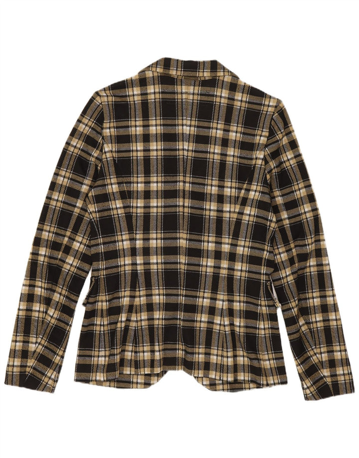 Jachetă pentru femei Benetton cu 1 nasture, UK 10, poliester cu carouri mici, negru