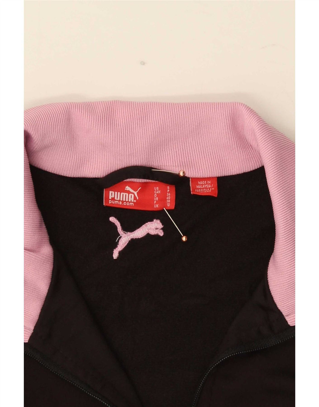 Jachetă de top pentru trening Puma pentru femei UK 10 Small Black Colorblock