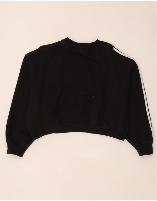 Adidas Womens Oversized Crop Graphic Sweatshirt Jumper UK 14 Large Black