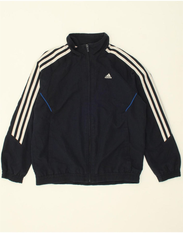 ADIDAS Boys Graphic Tracksuit Top Jacket 9-10 Years Navy Blue Polyester Vintage Adidas and Second-Hand Adidas from Messina Hembry 