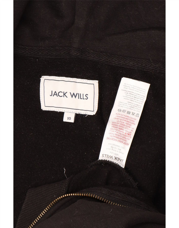 JACK WILLS Pulover oversized Crop Zip Hoodie pentru femei UK 10 Small Black
