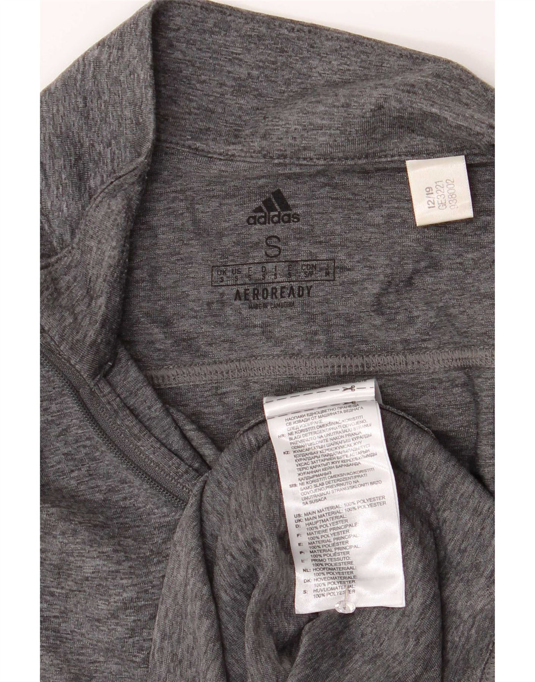 Adidas Aeroready pentru bărbați, cu fermoar, cu gât, cu mânecă lungă, din poliester mic gri
