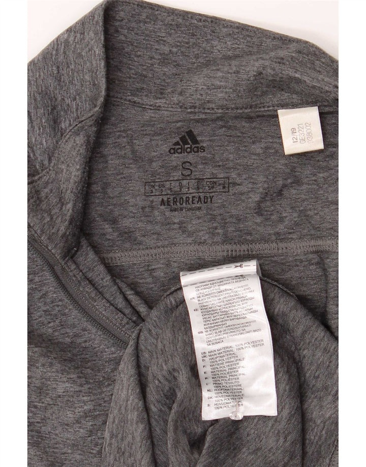Adidas Aeroready pentru bărbați, cu fermoar, cu gât, cu mânecă lungă, din poliester mic gri