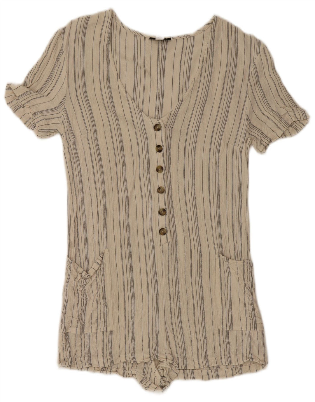 Costum pentru femei Topshop UK 12 Medium Beige Striped Viscose