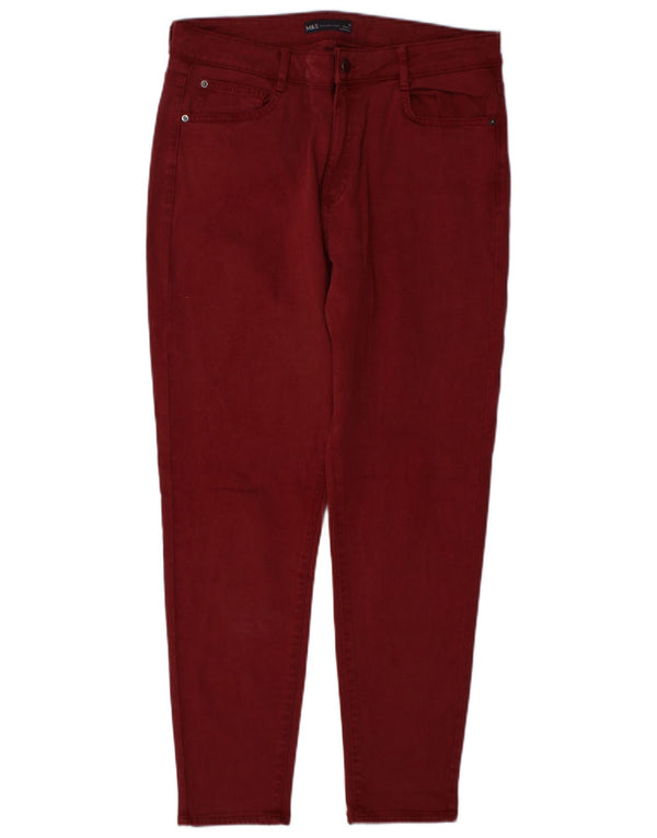Marks & Spencer Womens Regular Casual Trousers UK 14 Large W34 L28 Burgundy