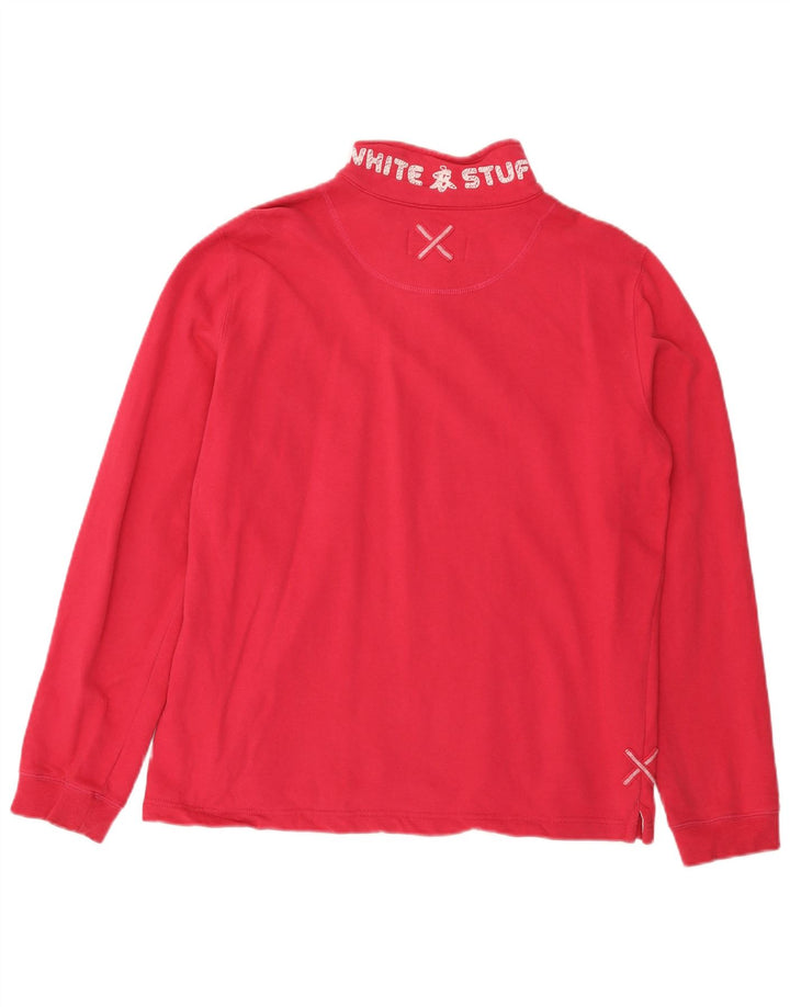 Pulover pentru femei White Stuff, cu fermoar, cu gât, UK 12, bumbac roz mediu