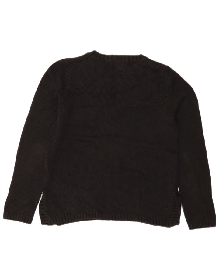 Pulover cu decolteu în V pentru femei Eddie Bauer UK 14 bumbac mediu negru