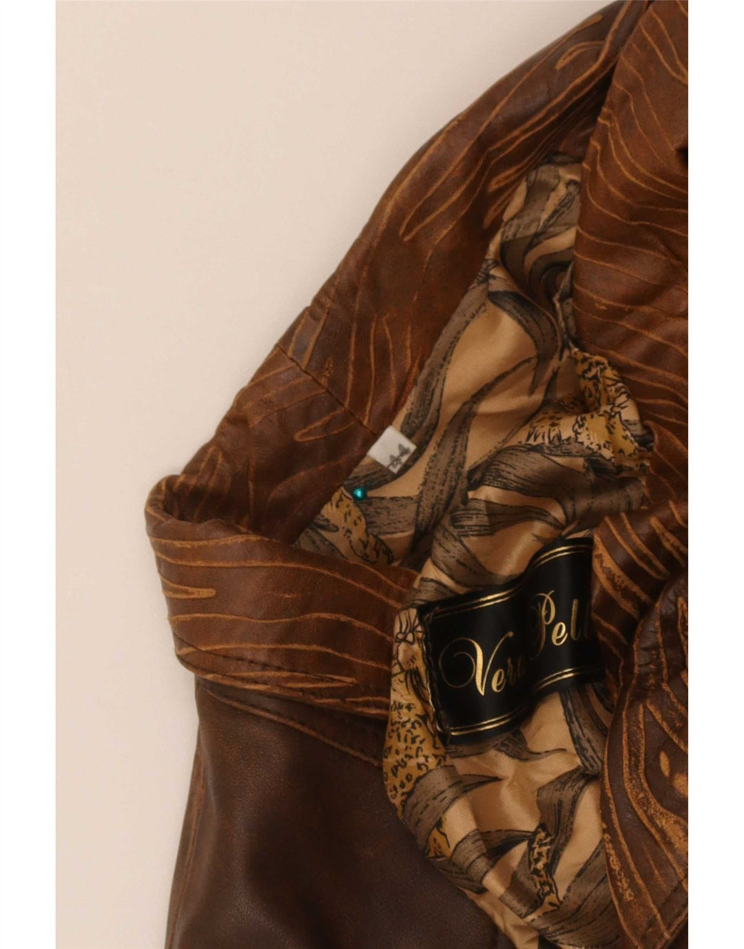 Jachetă Bomber din piele vintage pentru femei IT 44 Medium Brown Tie Dye Biker