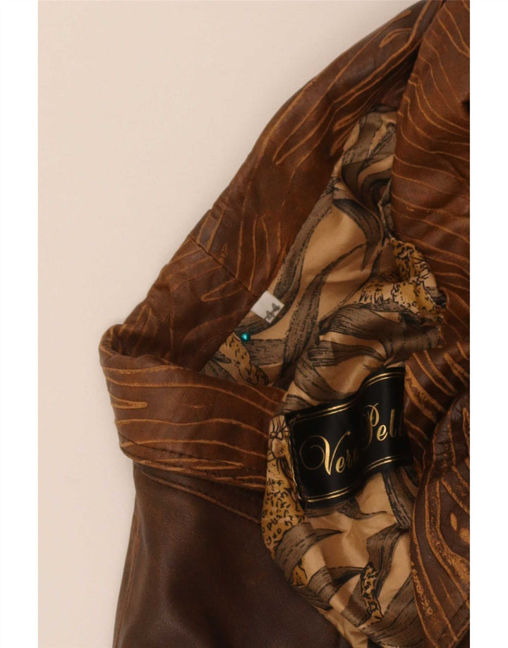 Jachetă Bomber din piele vintage pentru femei IT 44 Medium Brown Tie Dye Biker