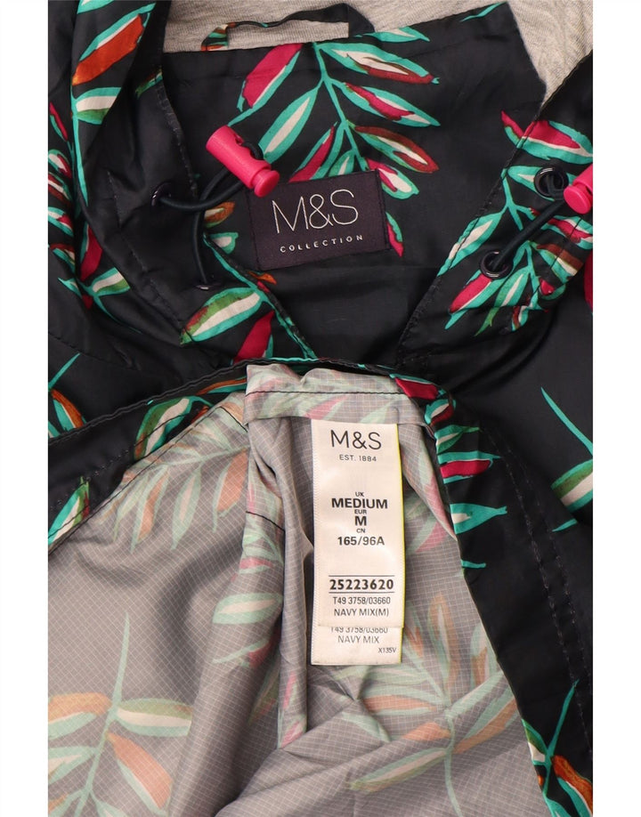 MARKS & SPENCER Jachetă Parka cu glugă pentru femei UK 14 Medium Bleumarin Floral