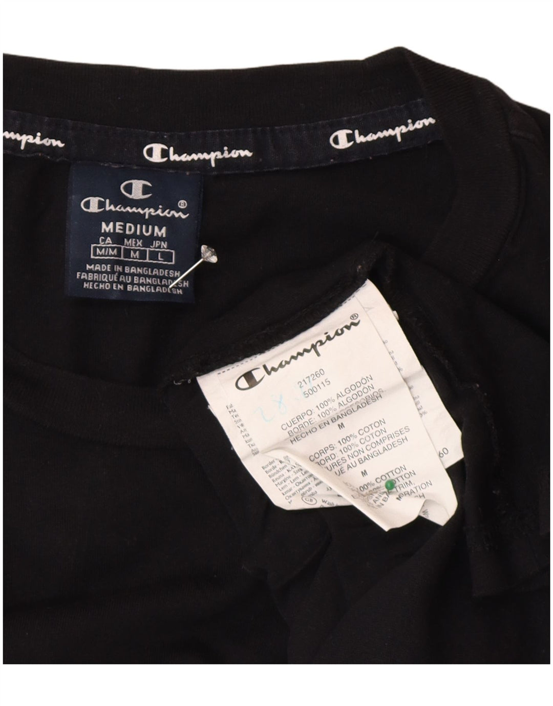 Tricou grafic Champion pentru bărbați Top mediu din bumbac negru