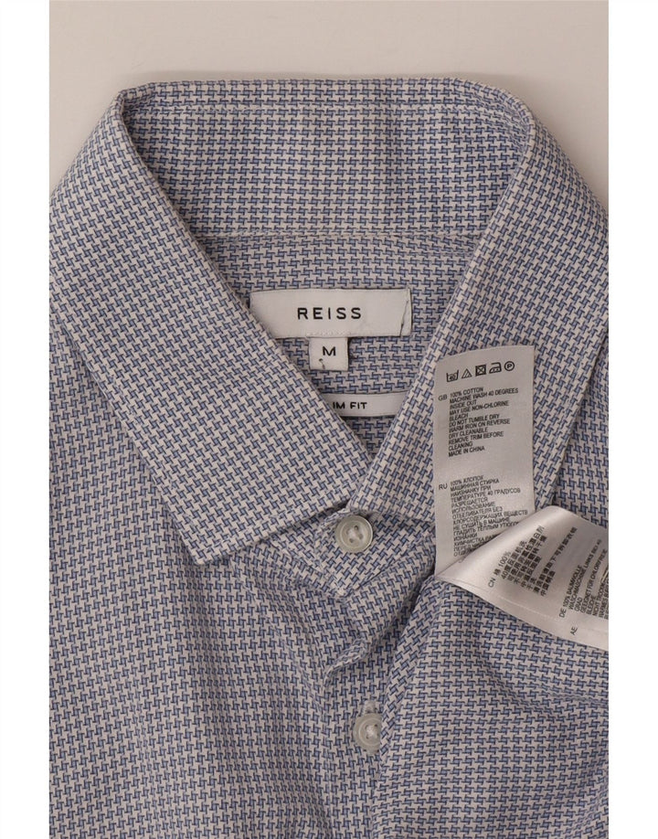 Cămașă Slim Fit Reiss pentru bărbați, bumbac cu picioare de gață, albastru mediu