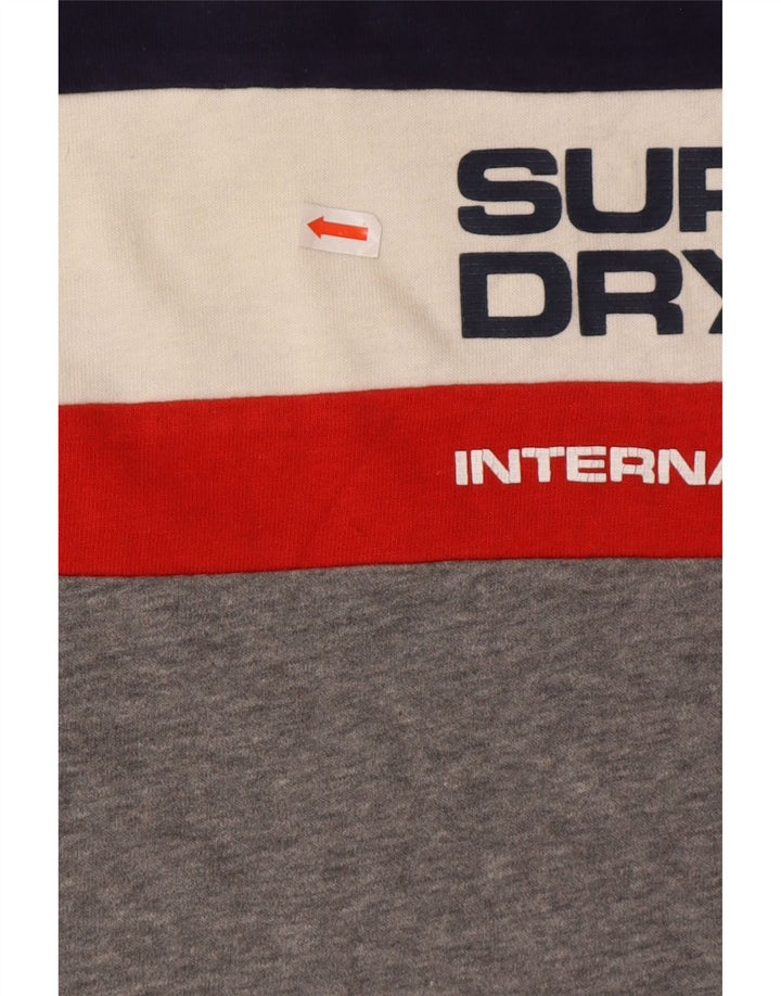 Top grafic pentru bărbați Superdry cu mânecă lungă, gri mic, bumbac color bloc