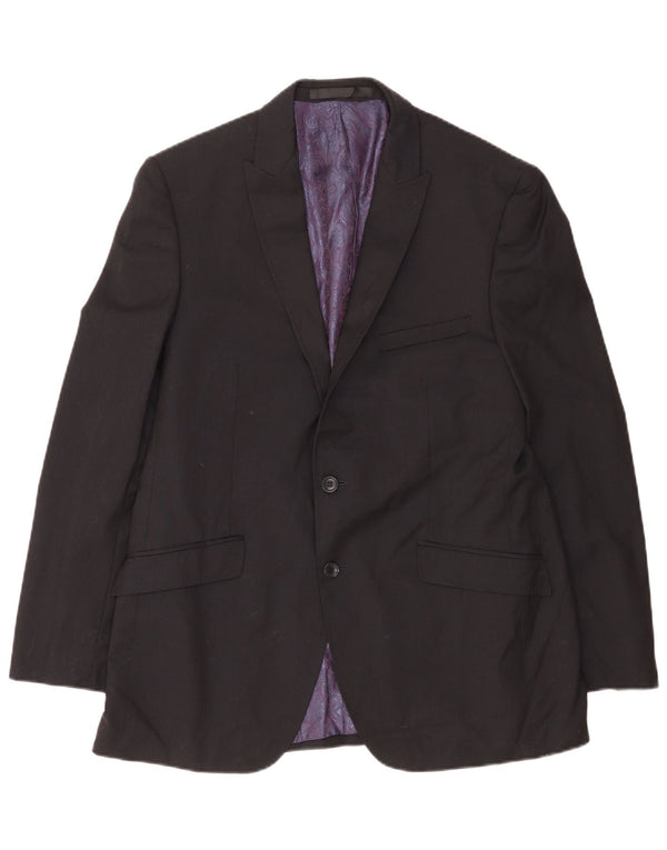 Jachetă pentru bărbați Marks & Spencer Autograph cu 2 nasturi, UK 42 XL, lână neagră