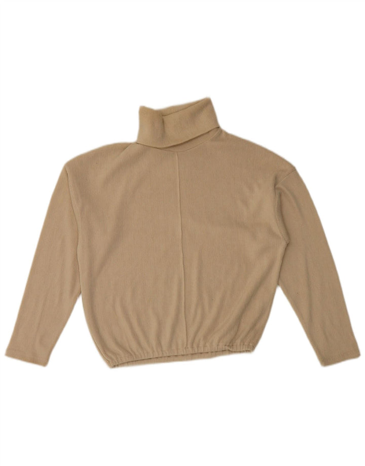 Pulover pentru femei Zara supradimensionat cu gât rulat, UK 10, poliester, bej, mic