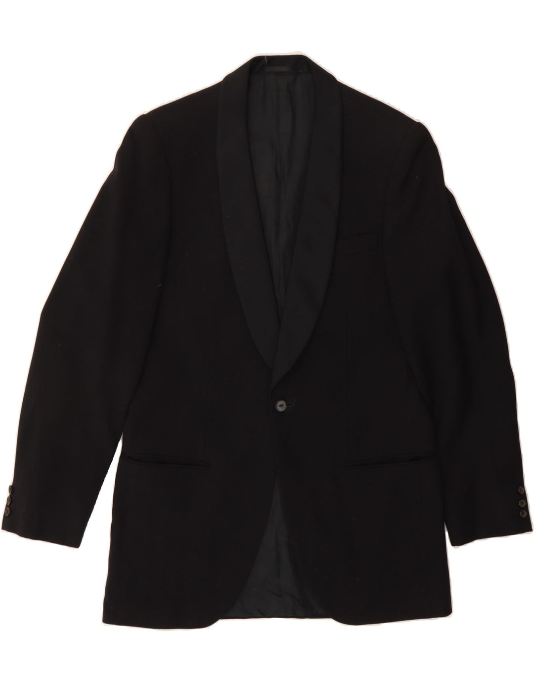 VINTAGE Mens 1 Button Blazer Jacket UK 36 Small Black Wool Vintage Vintage and Second-Hand Vintage from Messina Hembry 