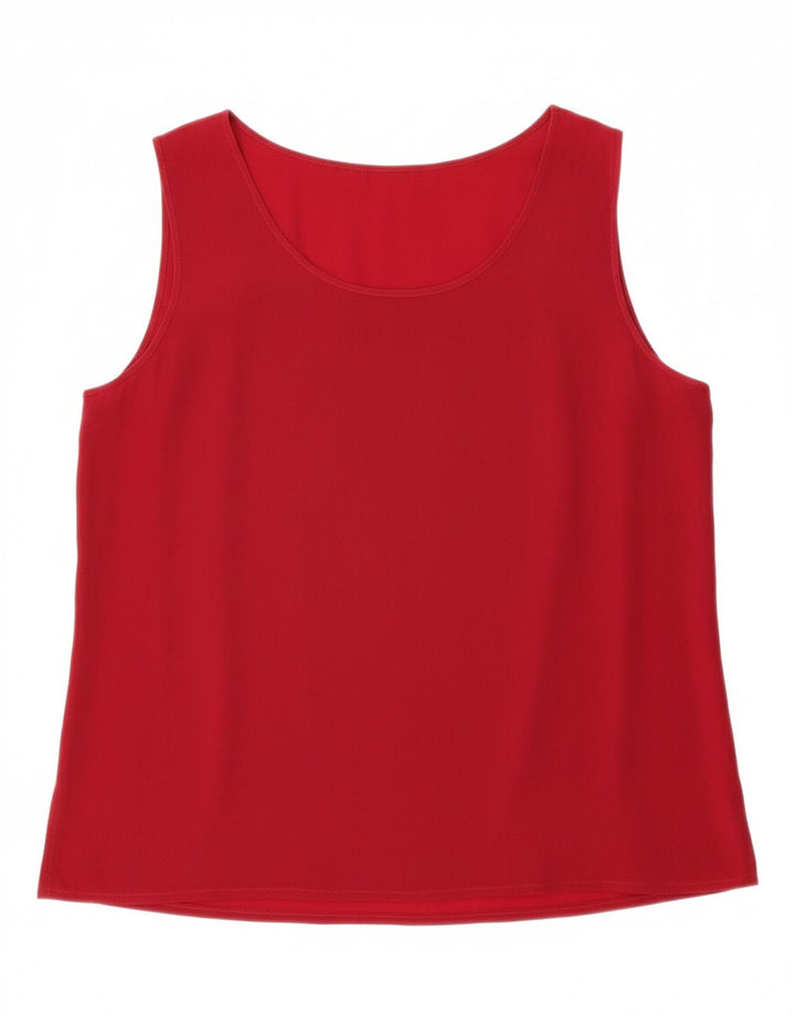 VINTAGE Womens Sleeveless Blouse Top UK 12 Medium Burgundy