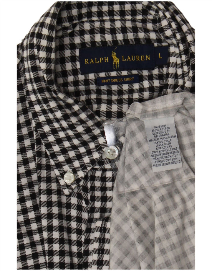 Cămașă de flanel pentru bărbați Ralph Lauren, mare, neagră, din bumbac