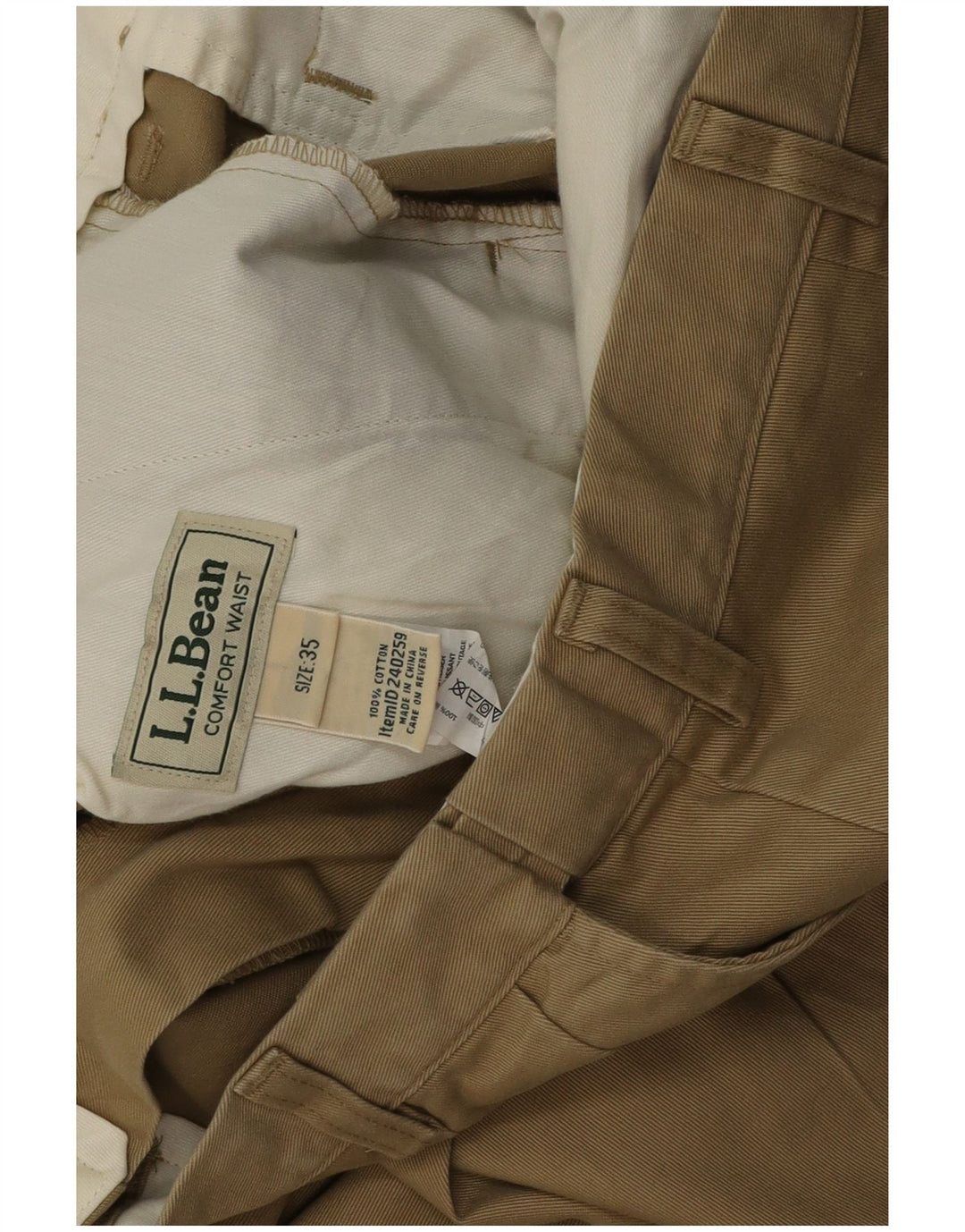 Pantaloni scurți chino pegged pentru bărbați L.L.Bean W35, bumbac kaki mare