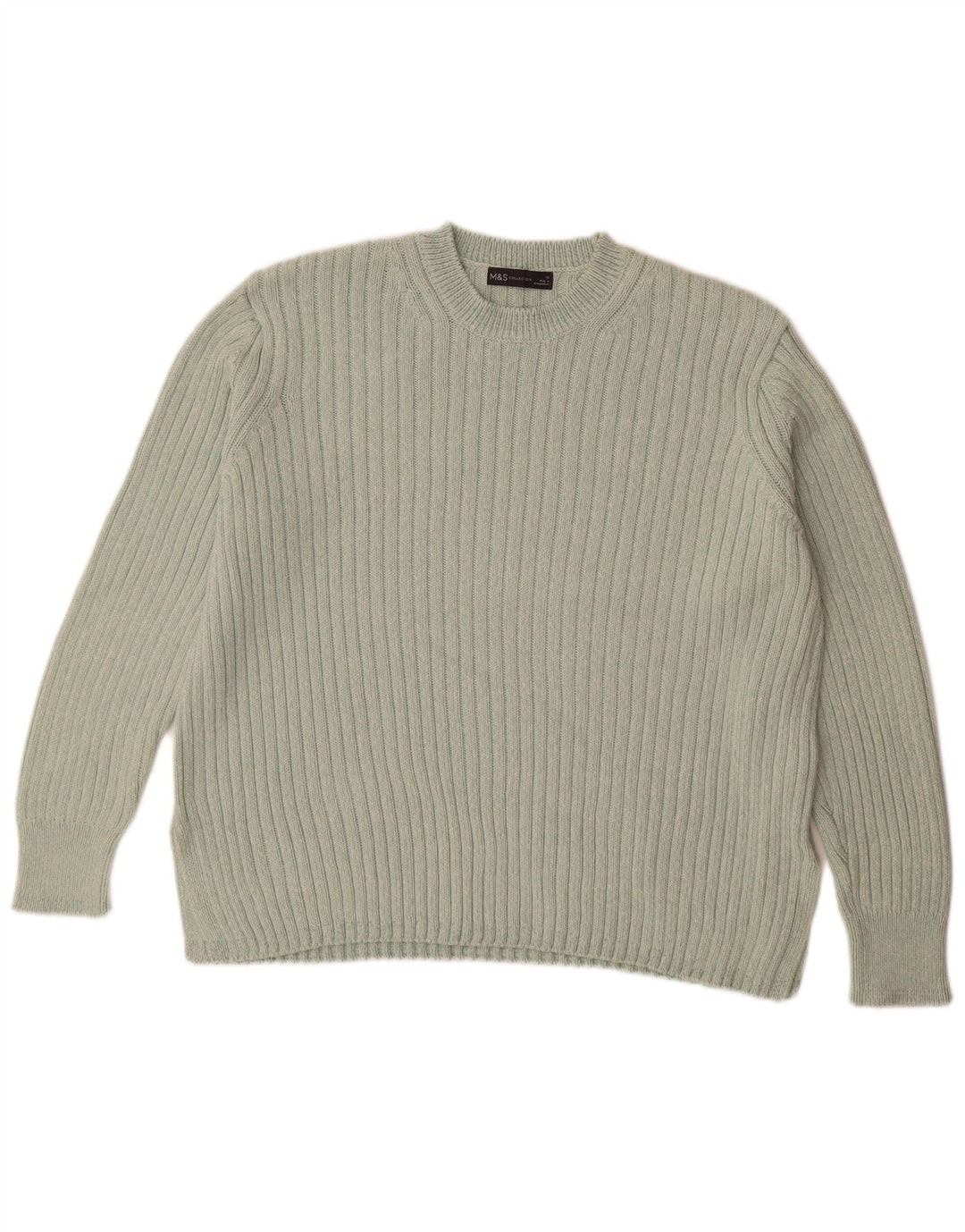 MARKS & SPENCER Pulover pentru femei cu decolteu rotund UK 20 2XL bumbac verde